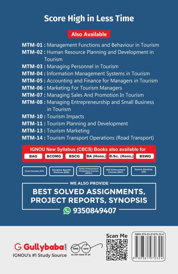 IGNOU MTM-13 - Tourism Operations, Latest Help Book Edition