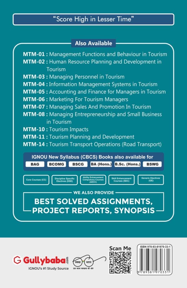 IGNOU MTM-14 - Tourist Transport Operations (Road Transport), Latest Help Book Edition