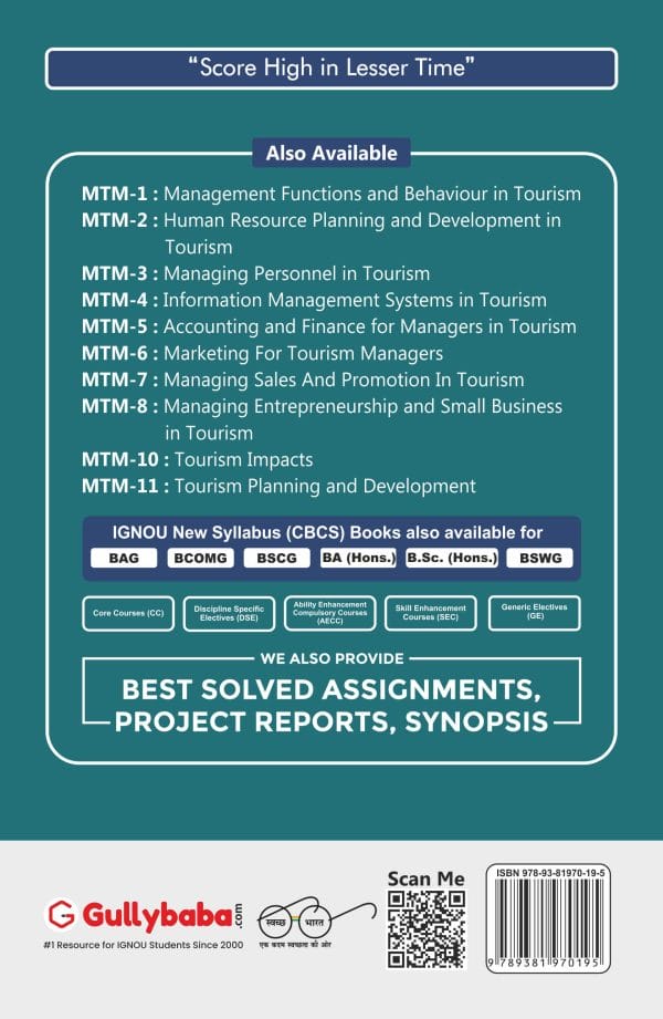 IGNOU MTM-06 - Marketing for Tourism Managers, Latest Help Book Edition