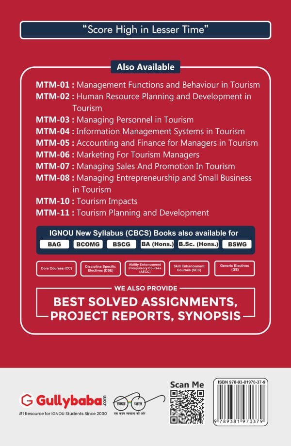 IGNOU MTM-08 - Managing Small Scale Enterprises in Tourism, Latest Help Book Edition