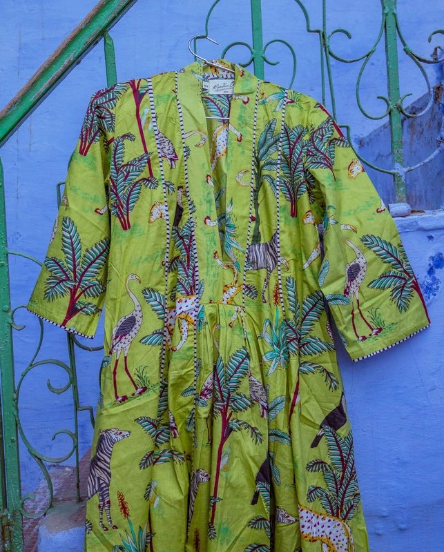 Zeenat's Everyday Flare Top + Pant Set - Light Green Jungle