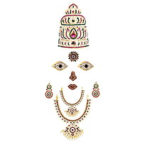 God Ornament Gold Plated Amman Face/Mugam with Lotus Crown/Kireedom and Attigai/Necklace