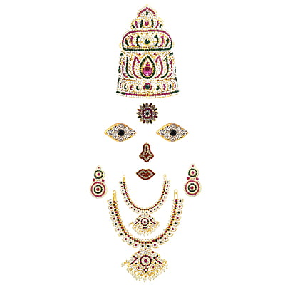 God Ornament Gold Plated Amman Face/Mugam with Lotus Crown/Kireedom and Attigai/Necklace God Ornament Gold Plated Amman Face/Mugam with Lotus Crown/Kireedom and Attigai/Necklace