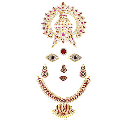 God Ornament Amman Face/Mugam with Crown/Kireedom and Lotus Attigai