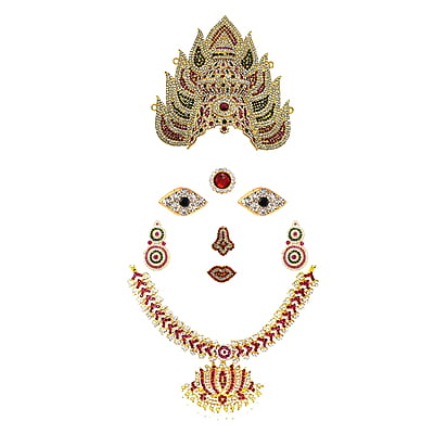 God Ornament Amman Face/Mugam with Lotus Attigai and Kali Crown, Kireedom