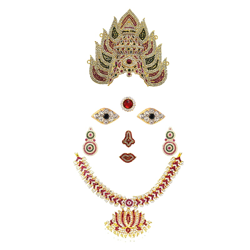 God Ornament Amman Face/Mugam with Lotus Attigai and Kali Crown, Kireedom