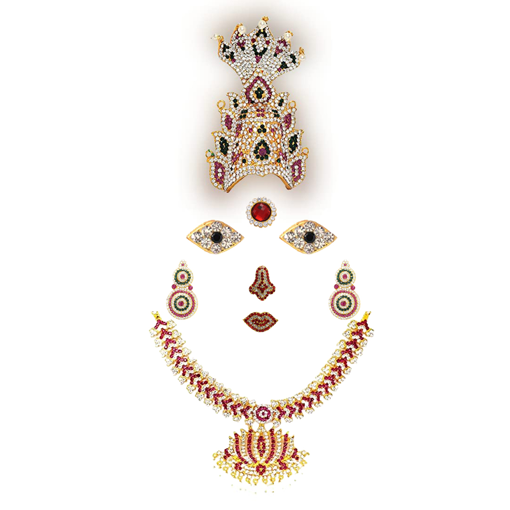 God Ornament Amman Face/Mugam with Naga Crown/Kireedom and Lotus Attigai