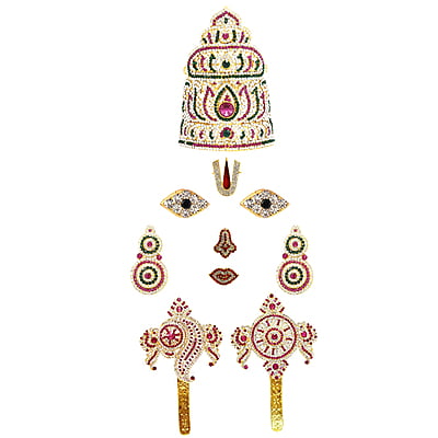 God Ornament Perumal Face/Mugam with Lotus Crown/Kireedom and Chank Chakra