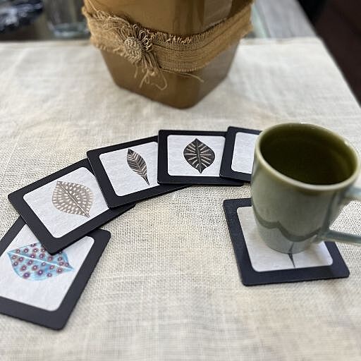 MULTI LEAF SQ COASTERS X 6