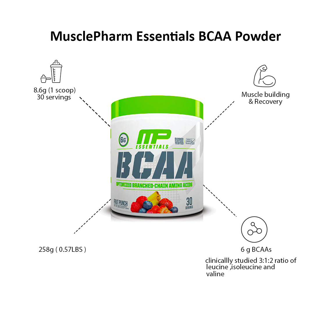 MusclePharm Essentials BCAA Powder - 30 Servings (Fruit Punch)