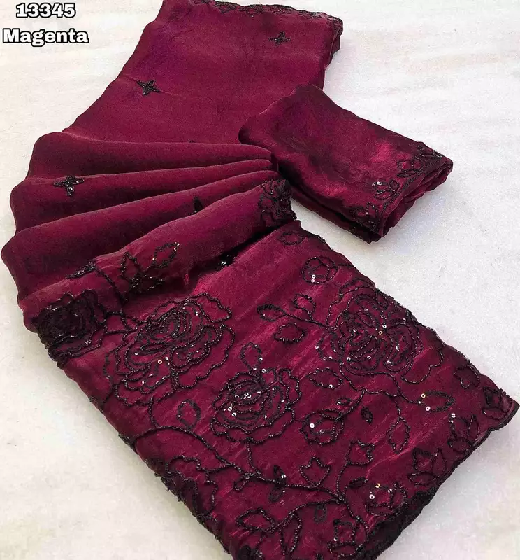 Myra Space Silk Black Embroidered Saree