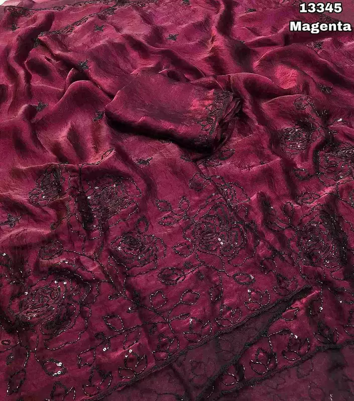 Myra Space Silk Black Embroidered Saree