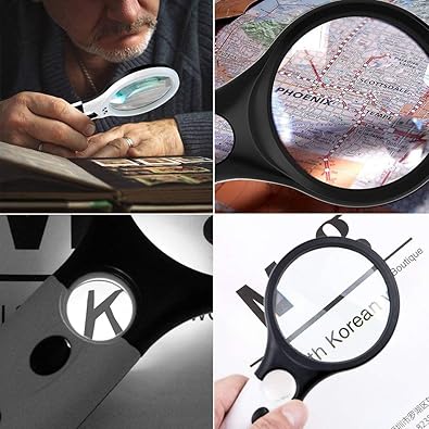 Magnifying Glass with 3 LED Lights - Dual Lenses for Reading & Jewelry Inspection Magnifying Glass with 3 LED Lights - Dual Lenses for Reading & Jewelry Inspection