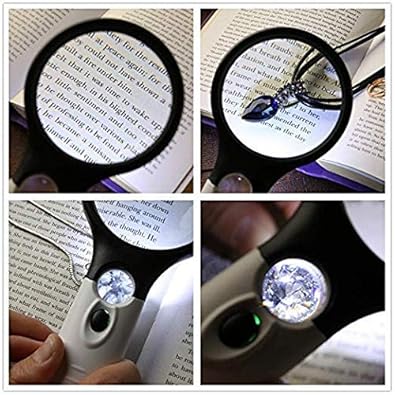 Magnifying Glass with 3 LED Lights - Dual Lenses for Reading & Jewelry Inspection Magnifying Glass with 3 LED Lights - Dual Lenses for Reading & Jewelry Inspection