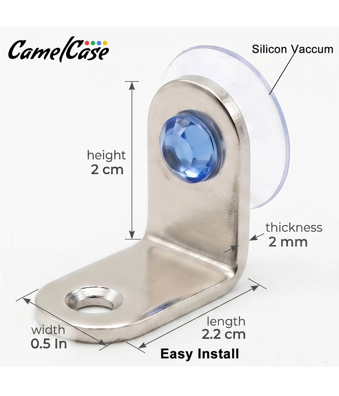 CamelCase Stainless Steel L Shape 90° Right Angle Support Bracket, 2 MM Thickness | Black & Silver
