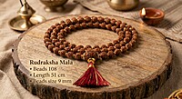 Rudraksha Mala - Beads size 9 mm, Length 51 cm, Beads 108 Rudraksha Mala - Beads size 9 mm, Length 51 cm, Beads 108