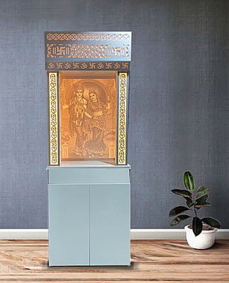 3D Corian Radha Krishna Puja Mandir With Corian Pillar 3D Corian Radha Krishna Puja Mandir With Corian Pillar