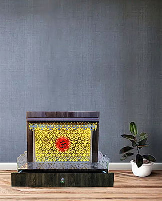 Acrylic Om Mandir With WPC Base Acrylic Om Mandir With WPC Base