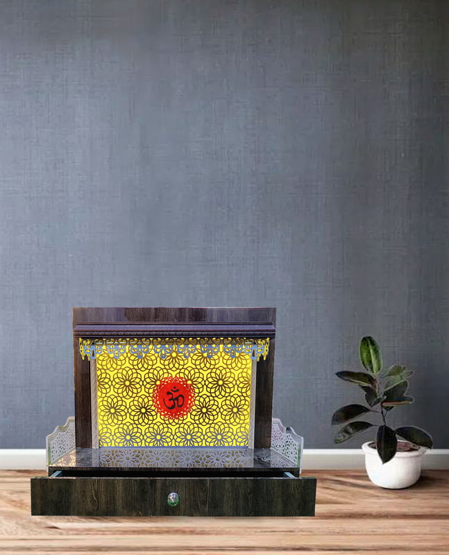 Acrylic Om Mandir With WPC Base Acrylic Om Mandir With WPC Base