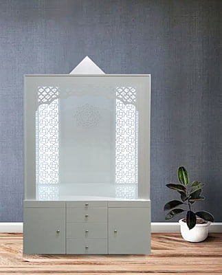 Om Mandir With WPC Jali & Drawers Om Mandir With WPC Jali & Drawers