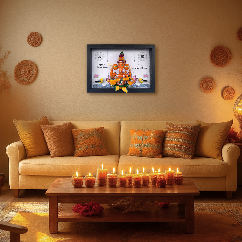 Mangala Griha - Handcrafted Wooden Ganesha Wall Frame Home Decor