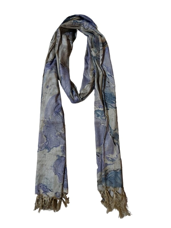 Purple Marble Print Cotton Silk Dupatta