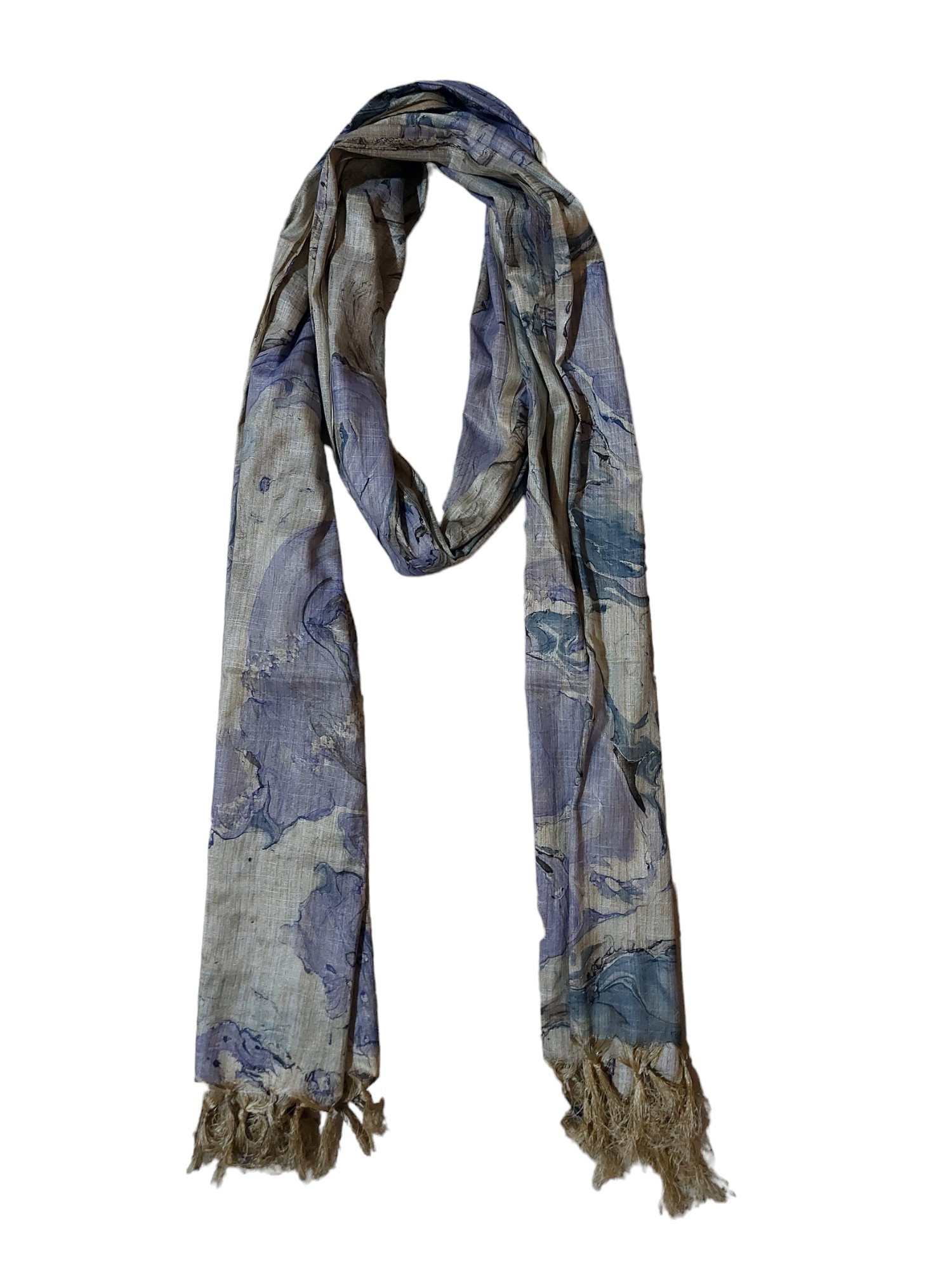 Purple Marble Print Cotton Silk Dupatta