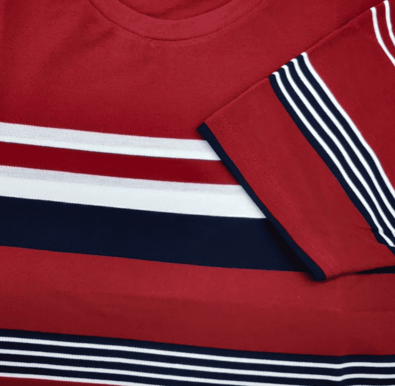 Maroon Stripes Round Neck Tshirt