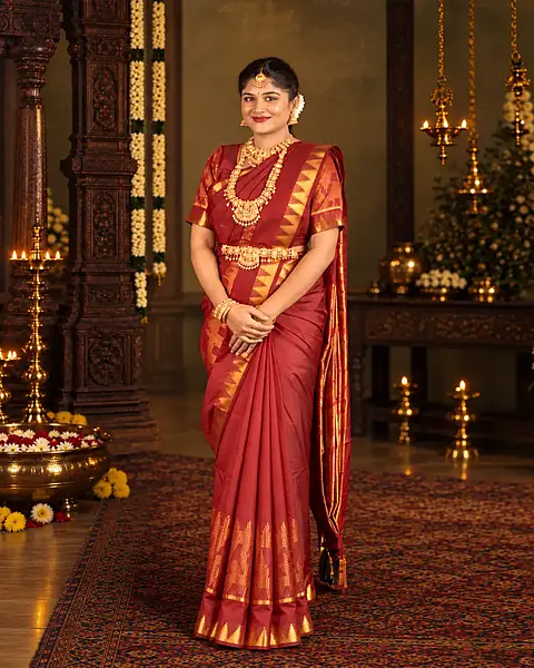 Heritage Imprints Saree - Wine Red