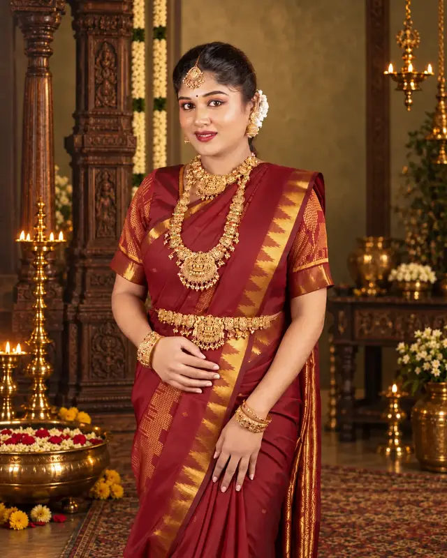 Heritage Imprints Saree - Wine Red