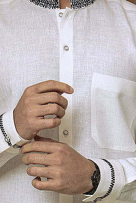 Marvel White Chinese Collared Shirts Marvel White Chinese Collared Shirts