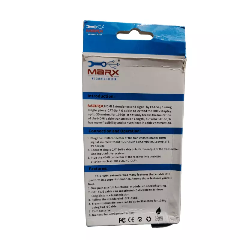 Marx HDMI Extender – 30m | High-Speed Transmission | 4K Support