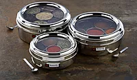 LLM Stainless Steel Masala Dabba with 7 Compartments, See-through Lid, Mirror Finish, Silver