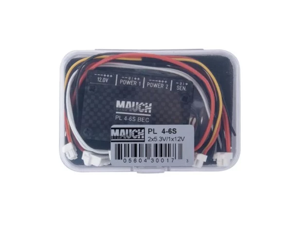 Mauch 017: PL 4-6S BEC / 2x 5.3V-3A + 1x 12V-3A / With CFK Enclosue