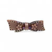 Elegant Mauve Bow Crystal Hair Barrette Clip