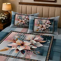 Square 7D Digital Print Bedsheet Soft, Stylish & Premium Quality Bed Sheet King-225 x 250 CM)
