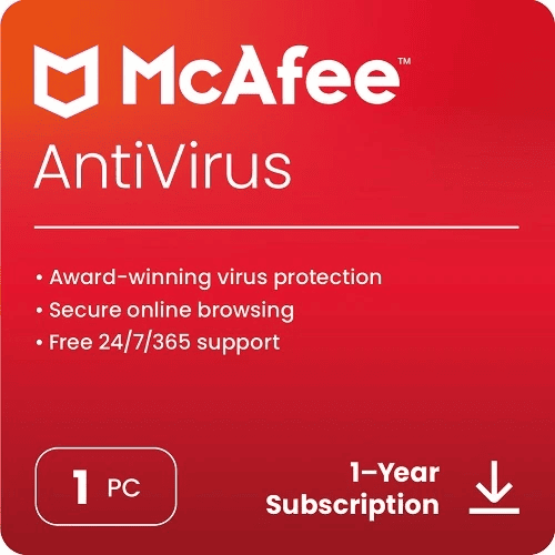 McAfee AntiVirus (1 yr) (1pc) Licence key ESD McAfee AntiVirus (1 yr) (1pc) Licence key ESD