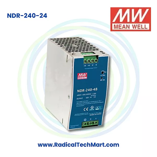 Mean Well NDR-240-24 24V 10A 240W DIN Rail Power Supply