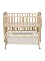 Mee Mee - Wooden Baby Cot with Swinging Cradle & Mosquito Net Adjustable Height Baby Crib Bed