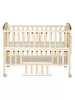 Mee Mee - Wooden Baby Cot with Swinging Cradle & Mosquito Net Adjustable Height Baby Crib Bed