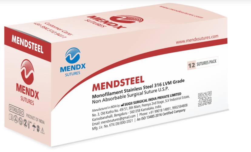 MENDSTEEL-Monofilament Stainless Steel Sutures