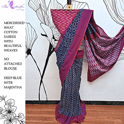 IKKAT  MERCERISED  COTTON SAREE   BGHSDIC23308