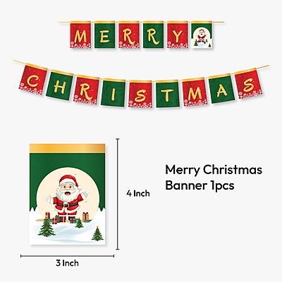 The Magic Balloons - Customized Merry Christmas Balloons With Banner Latex Balloons Merry Christmas Pack of 21pcs Red, White and Green Balloons Party Supplier
