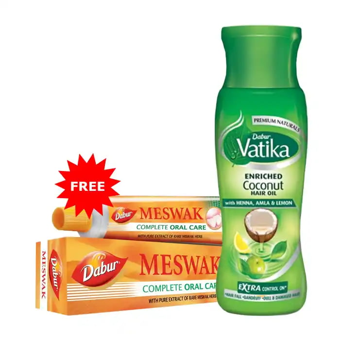 Meswak Tooth Paste 200G+VATIKA HAIR OIL 80ML  FREE