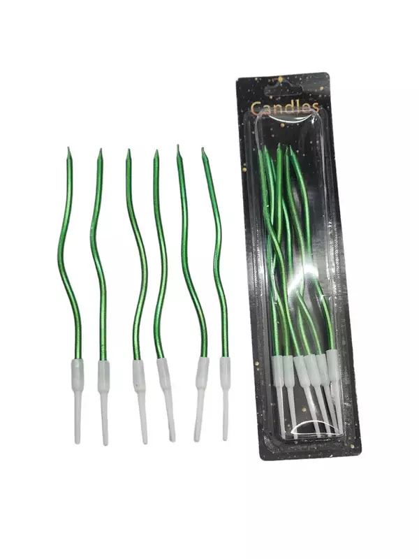 Green Metallic Curly Candle | Party