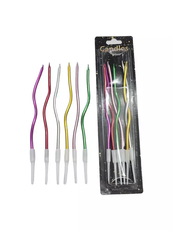 Multicolour Metallic Curly Candle | Party