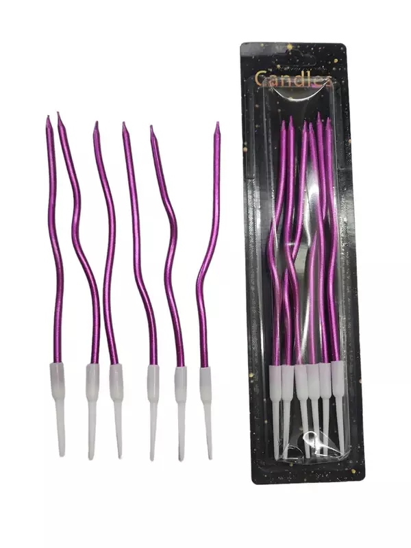 Pink Metallic Curly Candle | Party