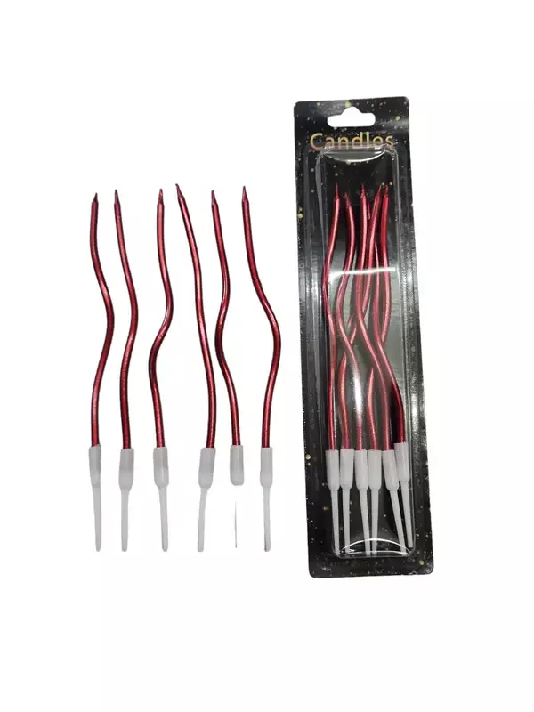 Red Metallic Curly Candle | Party