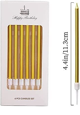 Metallic Golden Candles Pack Of 6