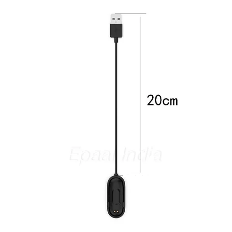 Mi USB Charger Dock Cable for Xiaomi Mi Band 4 (20cm) Portable Replacement Charging Adapter with Copper-Plated Contacts, Fast & Safe Charging (Black)